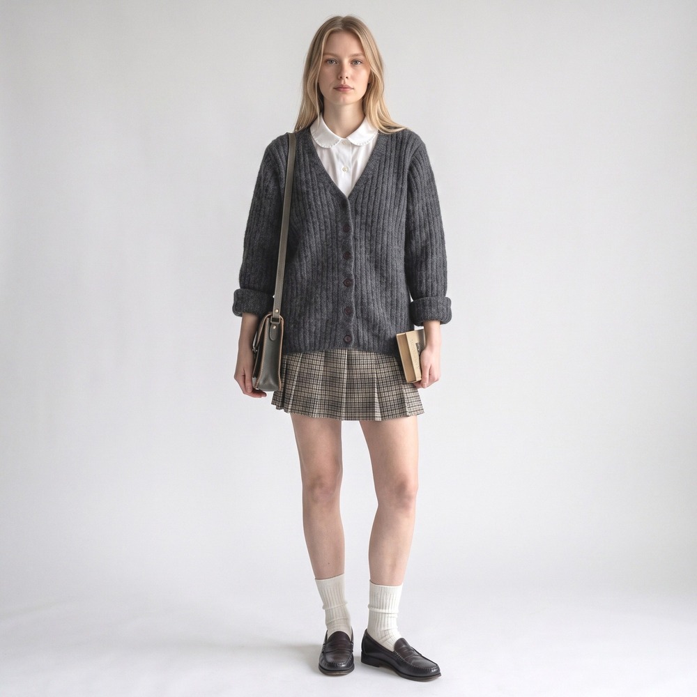 LL Bean Vintage Mohair Wool Blend Ribbed Cardigan Sweater Gray S Heritage L.L.